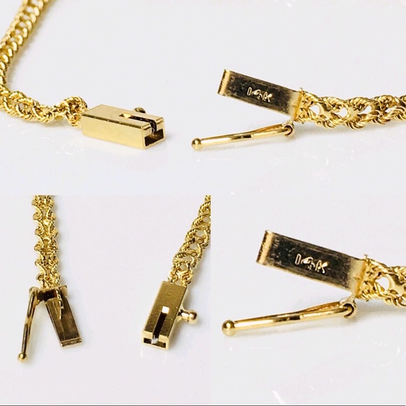 Solid 14k Gold Diamond Rope Chain Bracelet - Picture 4 of 6